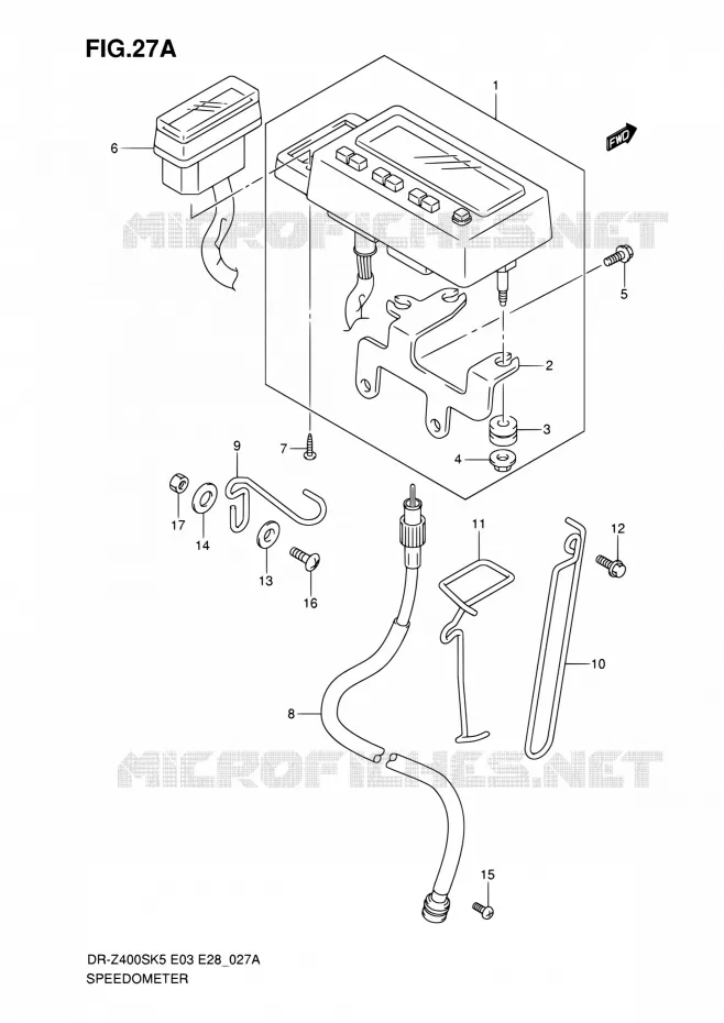 COMPTEUR (MODEL K6/K7/K8/K9) Suzuki MOTO 400 DR-Z 2009  DR-Z400S K9 (E03,E28,E33)