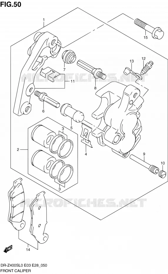 ETRIER DE FREIN AVANT Suzuki MOTO 400 DR-Z 2010  DR-Z400S L0 (E03,E28,E33)