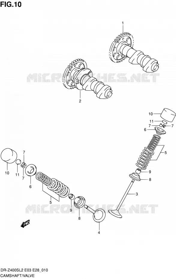ARBRE A CAMES - VALVE Suzuki MOTO 400 DR-Z 2012  DR-Z400S L2 (E03,E28,E33)