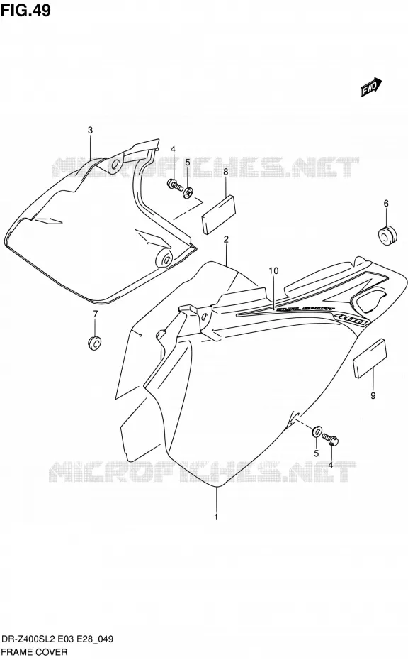 CARENAGES ARRIERE (DR-Z400SL2 E33) Suzuki MOTO 400 DR-Z 2012  DR-Z400S L2 (E03,E28,E33)