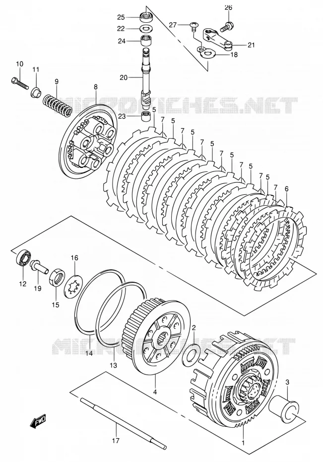 EMBRAYAGE Suzuki MOTO 400 DR-Z 2000  DR-Z400S Y (E03,E28,E33)