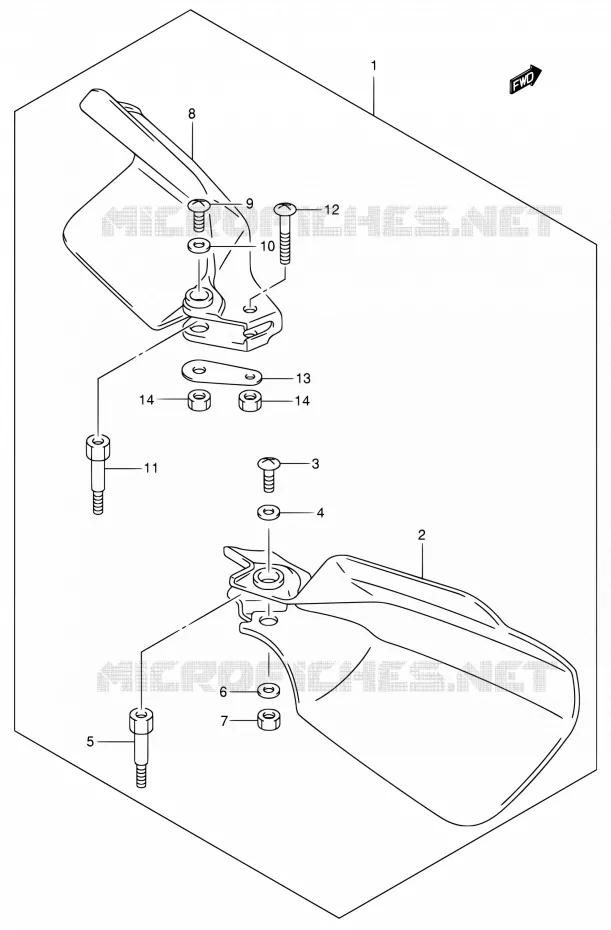PROTEGES MAINS (MODELE Y/K1/K2 OPT) Suzuki MOTO 400 DR-Z 2000  DR-Z400S Y (E03,E28,E33)