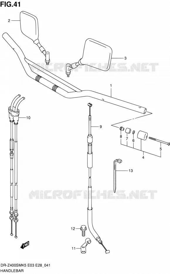 GUIDON (MODELE K5/K6) Suzuki MOTO 400 DR-ZSM 2005  DR-Z400SM K5 (E03,E28,E33)