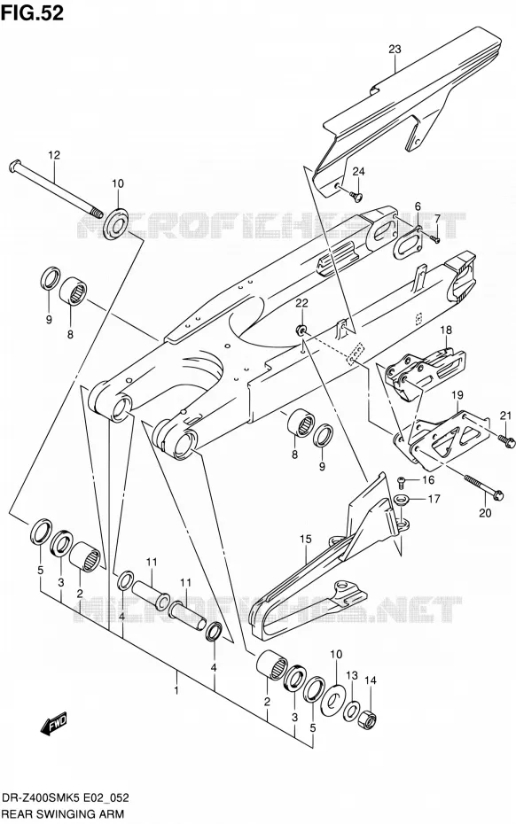 BRAS OSCILLANT ARRIERE Suzuki MOTO 400 DR-Z 2005  DR-Z400SMK5(E19)