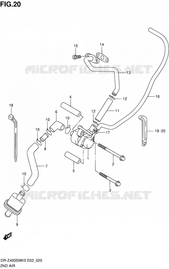 SYSTEME RECYCLAGE GAZ ECHAPPEMENT Suzuki MOTO 400 DR-Z 2005  DR-Z400SMK5(E19)
