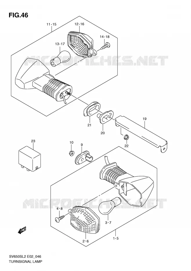 CLIGNOTANTS Suzuki MOTO 650 SV 2012  SV650SAL2(E02)