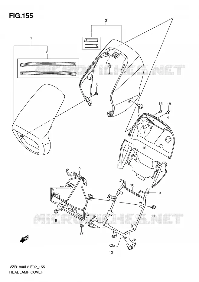 COUVERCLE DE PHARE (VZR1800ZL2 E51) Suzuki MOTO 1800 INTRUDER 2012  VZR1800L2(E02)