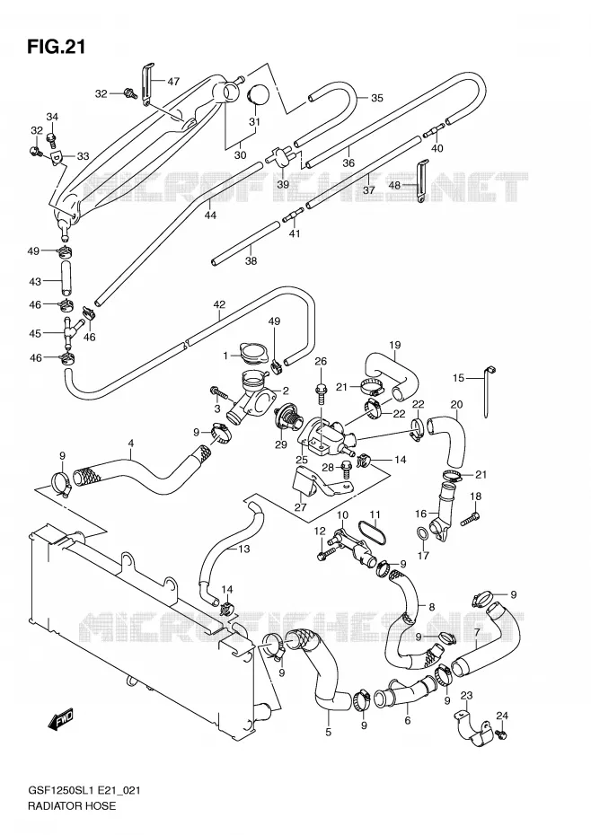 DURITE DE RADIATEUR Suzuki MOTO 1250 BANDIT 2011  GSF1250SAL1(E21)