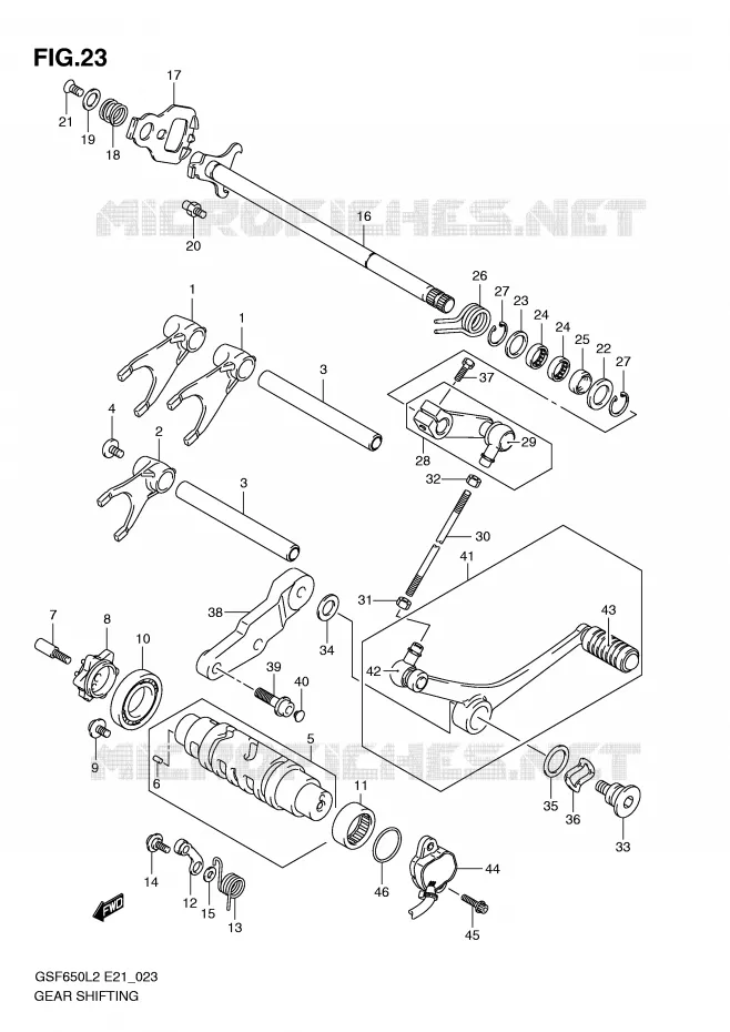ENSEMBLE DE SELECTION DE VITESSES Suzuki MOTO 650 BANDIT 2015  GSF650SAL2(E21)