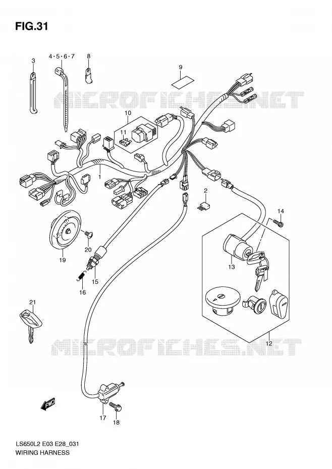 FAISCEAU ELECTRIQUE (LS650L2 E28) Suzuki MOTO 650 BOULEVARD 2012  LS650L2(E03)