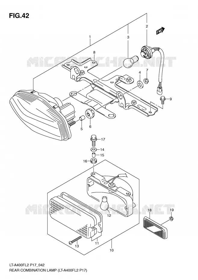 FEU ARRIERE (LT-A400FL2 P17) Suzuki QUAD 400 KINGQUAD 2012  LT-F400L2(P17)