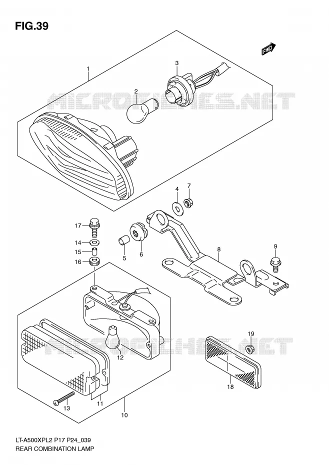 FEU ARRIERE (LT-A500XPZL2 P17) Suzuki QUAD 500 KINGQUAD 2012  LT-A500XPZL2(P17)