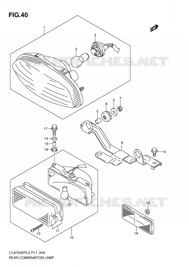 FEU ARRIERE (LT-A750XPL2 P17) Suzuki QUAD 750 KINGQUAD 2012  LT-A750XPZL2(P17)