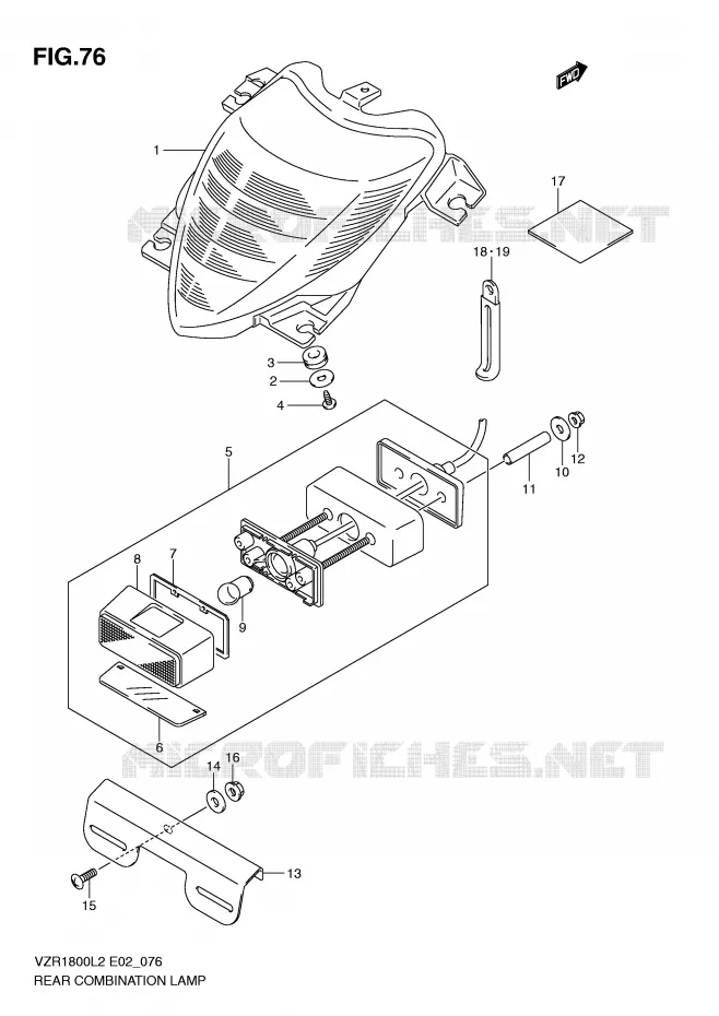 FEU ARRIERE (VZR1800ZL2 E19) Suzuki MOTO 1800 INTRUDER 2012  VZR1800L2(E02)