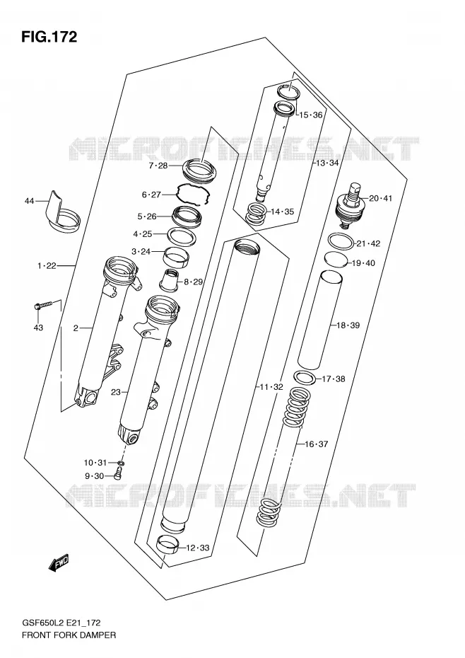FOURCHE (GSF650SL2 E21) Suzuki MOTO 650 BANDIT 2014  GSF650SAL2(E21)