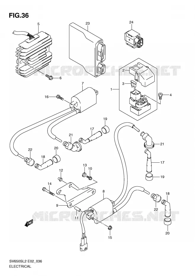 PARTIE ELECTRIQUE (SV650SUL2 E24) Suzuki MOTO 650 SV 2012  SV650SAL2(E02)
