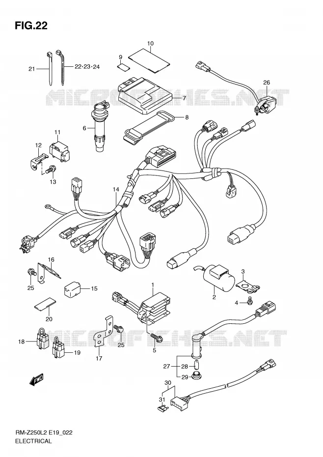 PARTIE ELECTRIQUE Suzuki MOTO 250 RM-Z 2012  RM-Z250L2(E19)