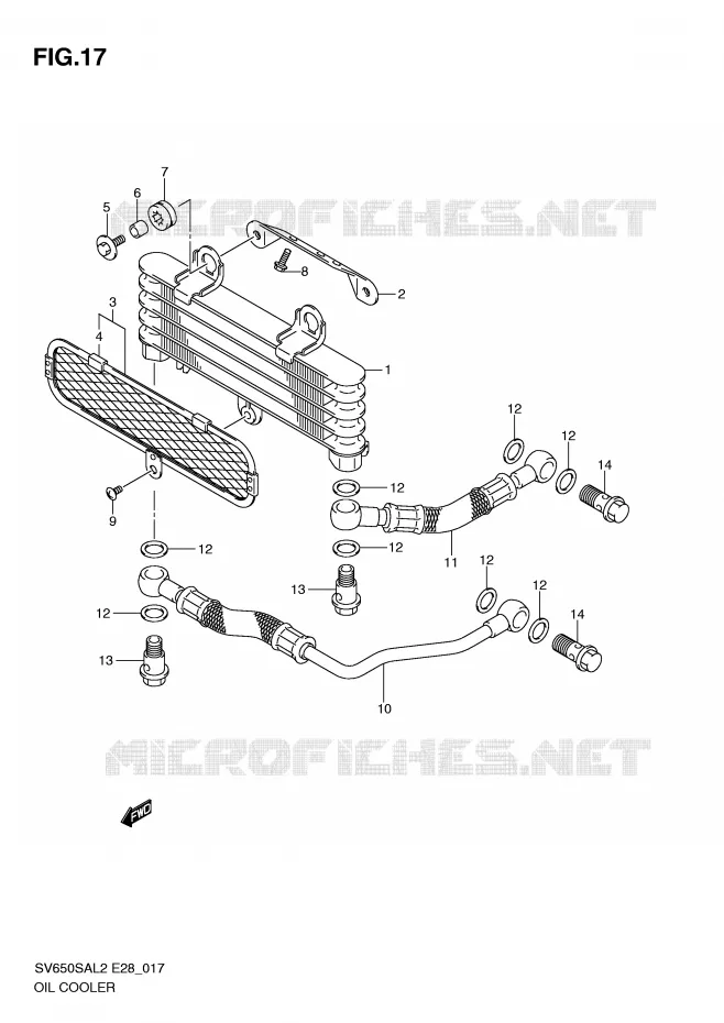 RADIATEUR D'HUILE Suzuki MOTO 650 SV-S 2012  SV650SAL2(E28)