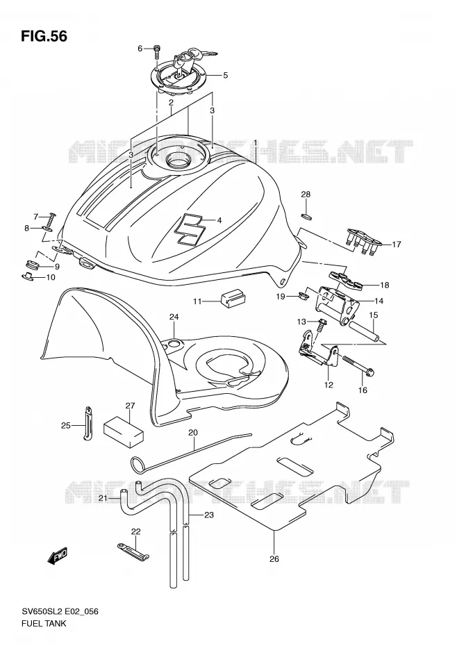 RESERVOIR D'ESSENCE (SV650SL2 E2) Suzuki MOTO 650 SV 2012  SV650SAL2(E02)