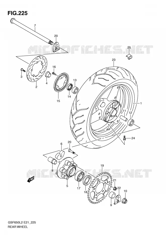ROUE ARRIERE (GSF650AL2 E21) Suzuki MOTO 650 BANDIT 2012  GSF650AL2(E21)