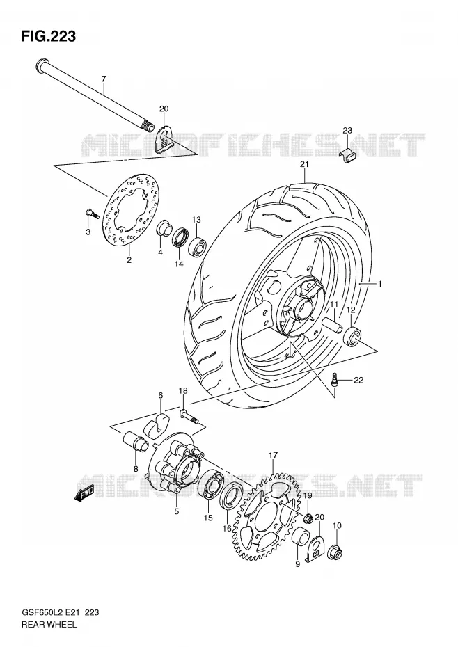 ROUE ARRIERE (GSF650L2 E21) Suzuki MOTO 650 BANDIT 2012  GSF650SAL2(E21)