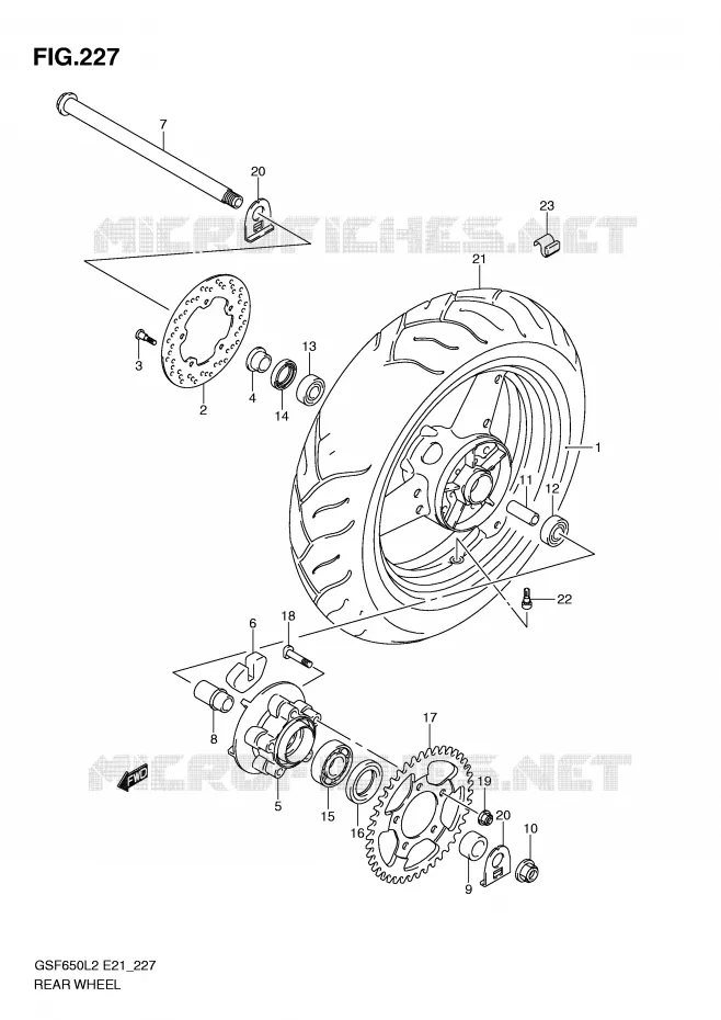 ROUE ARRIERE (GSF650SL2 E21) Suzuki MOTO 650 BANDIT 2013  GSF650SAL2(E21)