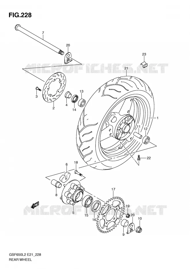 ROUE ARRIERE (GSF650SUL2 E21) Suzuki MOTO 650 BANDIT 2013  GSF650SAL2(E21)