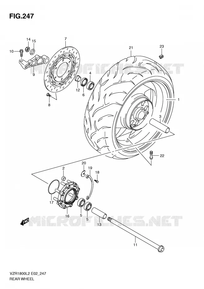 ROUE ARRIERE (VZR1800L2 E19) Suzuki MOTO 1800 INTRUDER 2012  VZR1800L2(E02)