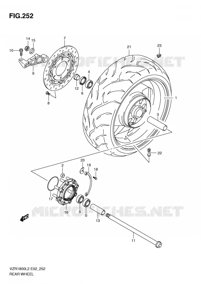 ROUE ARRIERE (VZR1800ZL2 E19) Suzuki MOTO 1800 INTRUDER 2012  VZR1800L2(E02)