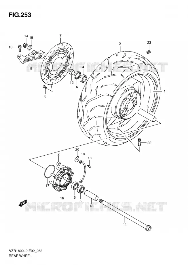 ROUE ARRIERE (VZR1800ZL2 E24) Suzuki MOTO 1800 INTRUDER 2012  VZR1800ZL2(E02)