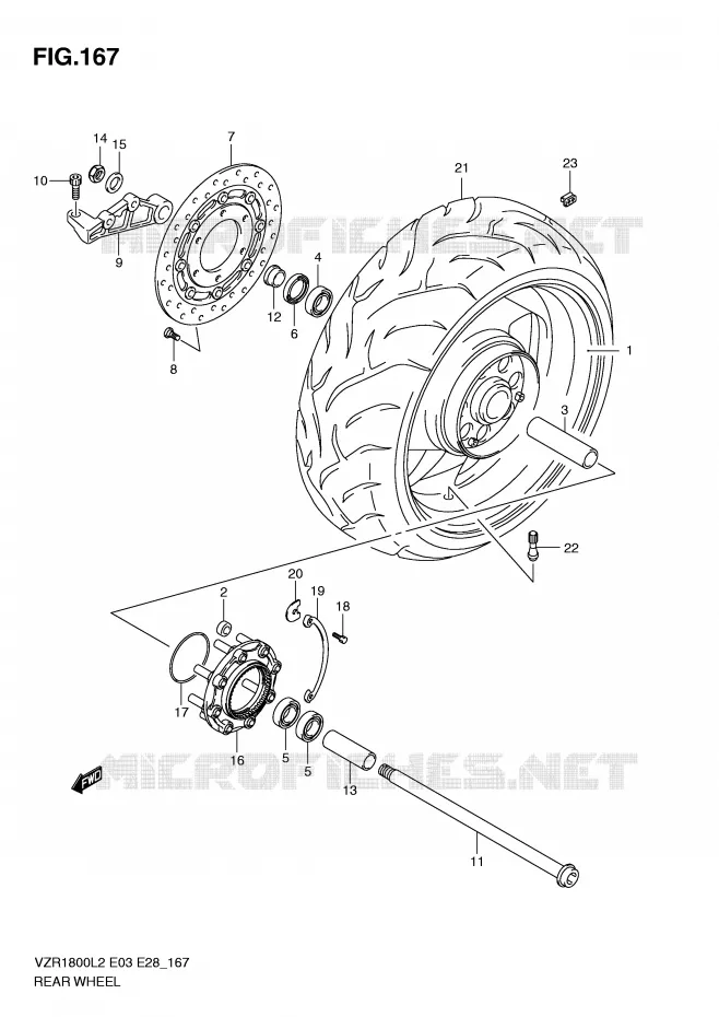 ROUE ARRIERE (VZR1800ZL2 E28) Suzuki MOTO 1800 INTRUDER 2012  VZR1800L2(E03)