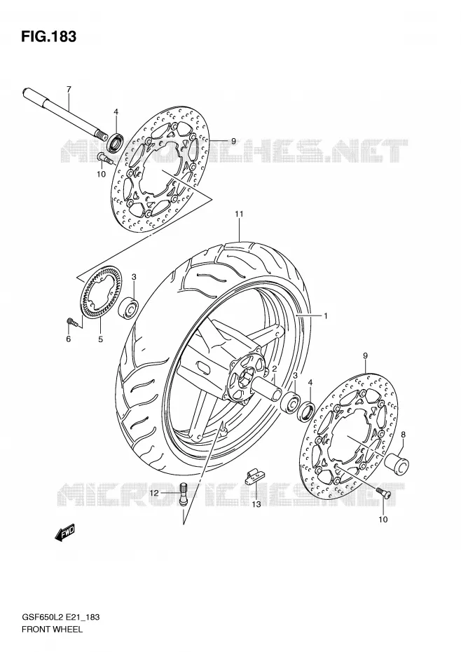 ROUE AVANT (GSF650SAL2 E21) Suzuki MOTO 650 BANDIT 2015  GSF650SAL2(E21)