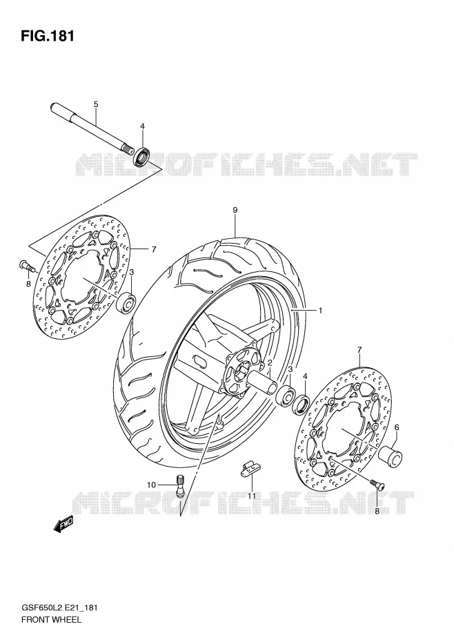 ROUE AVANT (GSF650SL2 E21) Suzuki MOTO 650 BANDIT 2012  GSF650SUL2(E21)
