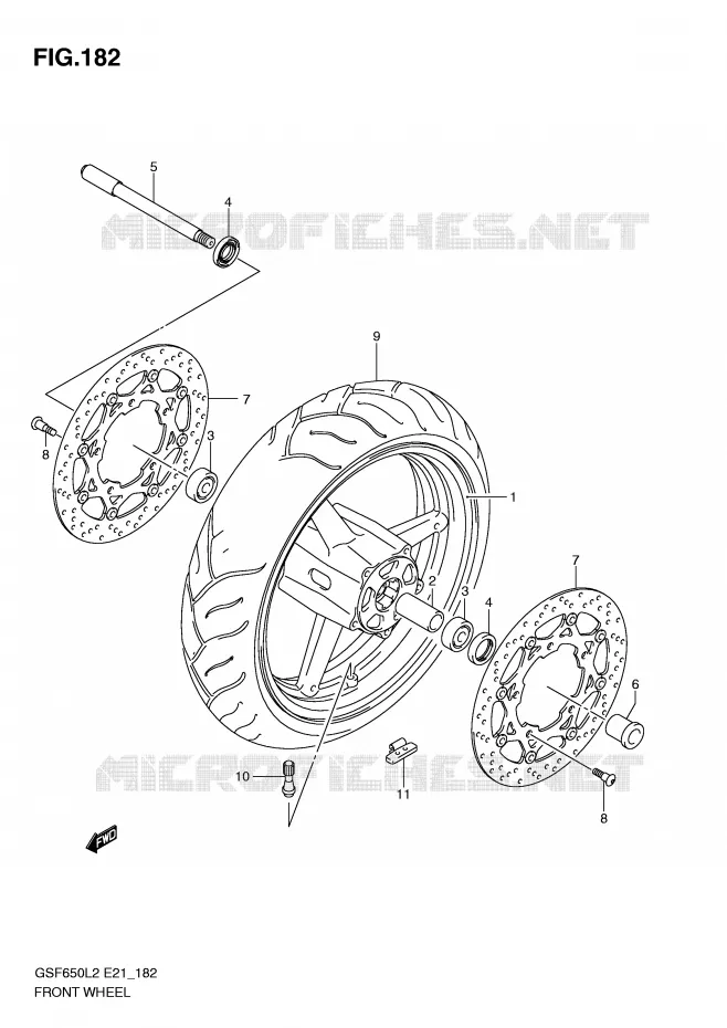 ROUE AVANT (GSF650SUL2 E21) Suzuki MOTO 650 BANDIT 2012  GSF650UA L2