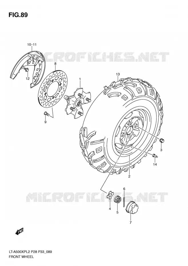 ROUE AVANT (LT-A500XPL2 P33) Suzuki QUAD 500 KINGQUAD 2012  LT-A500XPZL2(P28)