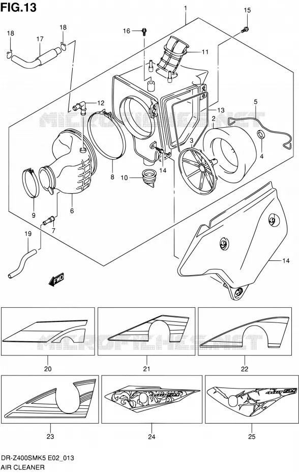 FILTRE A AIR Suzuki MOTO 400 DR-Z 2006  DR-Z400SMK6(E19)