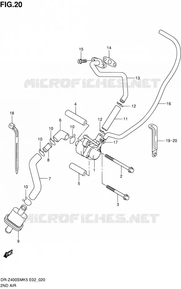 SYSTEME RECYCLAGE GAZ ECHAPPEMENT Suzuki MOTO 400 DR-Z 2006  DR-Z400SMK6(E19)