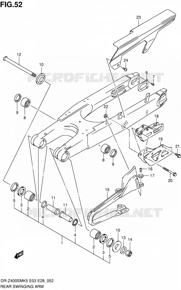 BRAS OSCILLANT ARRIERE Suzuki MOTO 400 DR-ZSM 2008  DR-Z400SM K8 (E03,E28,E33)