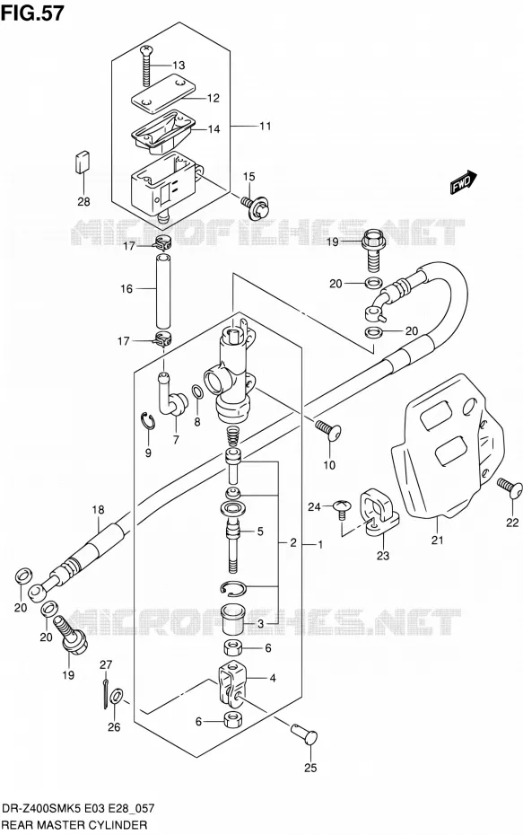 MAITRE CYLINDRE ARRIERE Suzuki MOTO 400 DR-Z 2008  DR-Z400SM K8 (E03,E28,E33)