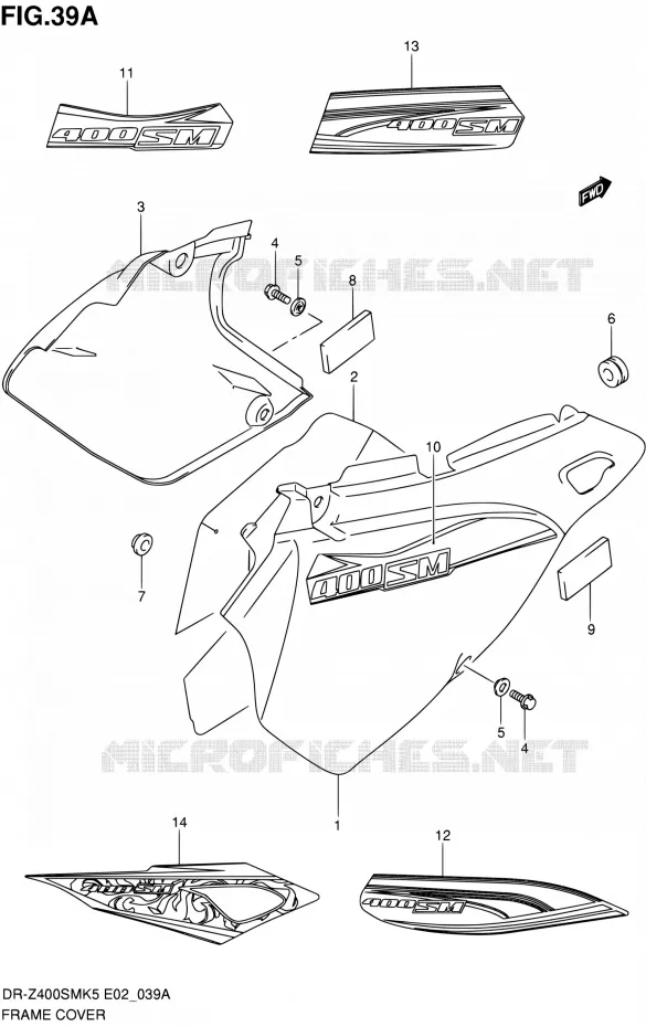 CARENAGES ARRIERE (MODEL K7/K8) Suzuki MOTO 400 DR-Z 2008  DR-Z400SMK8(E19)