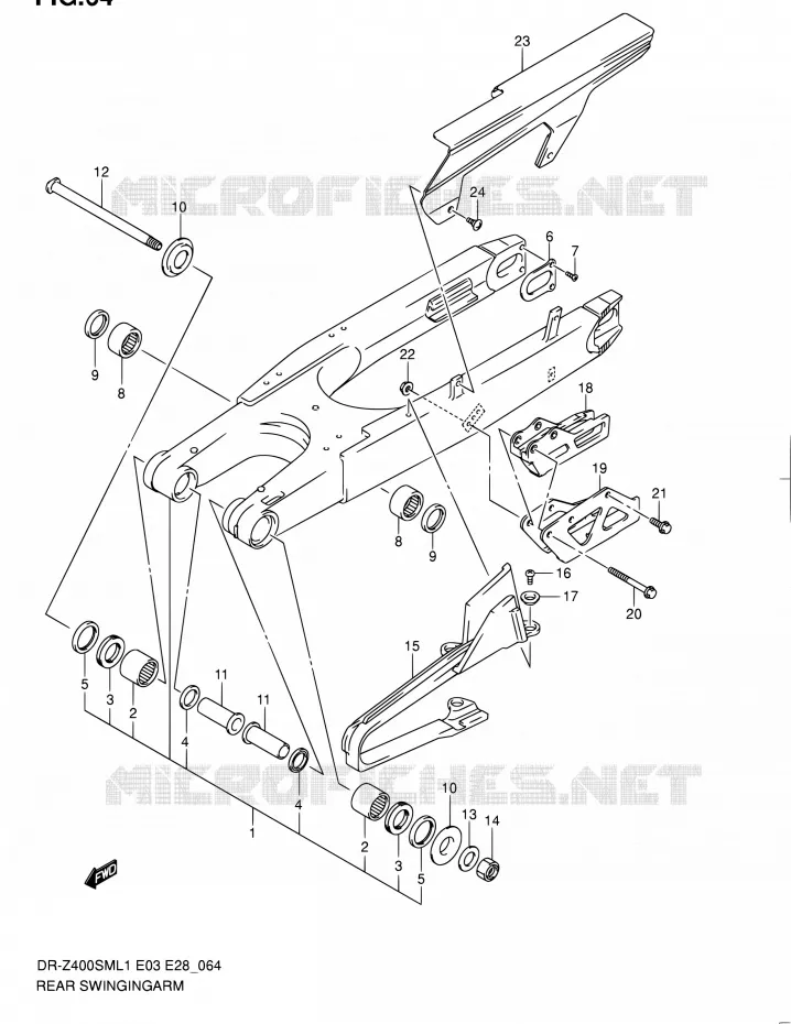 BRAS OSCILLANT ARRIERE Suzuki MOTO 400 DR-Z 2011  DR-Z400SM L1 (E03,E28,E33)