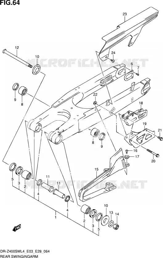 BRAS OSCILLANT ARRIERE Suzuki MOTO 400 DR-Z 2014  DR-Z400SM L4 (E03,E28,E33)