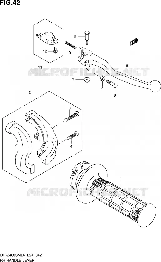 ENSEMBLE LEVIERS - POIGNEES DROIT Suzuki MOTO 400 DR-Z 2014  DR-Z400SM L4 (E24)