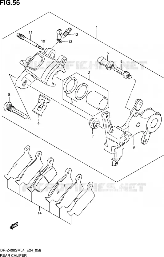 ETRIER DE FREIN ARRIERE Suzuki MOTO 400 DR-Z 2014  DR-Z400SM L4 (E24)