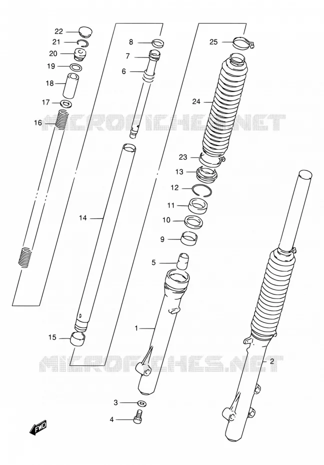 AMORTISSEUR AVANT Suzuki MOTO 125 DR 1997  DR125SEV/DR125SEUV