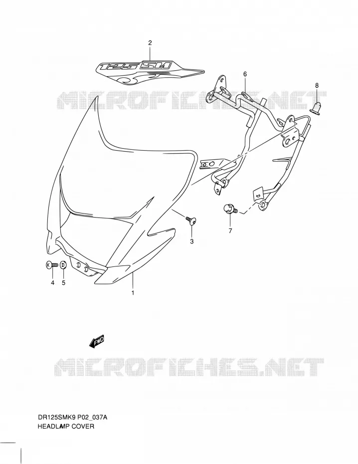 COUVERCLE DE PHARE (MODEL L0) Suzuki MOTO 125 DR 2010  DR125SML0(E02)