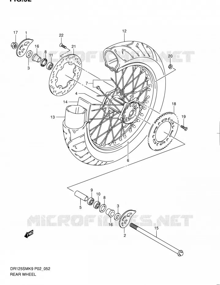 ROUE ARRIERE Suzuki MOTO 125 DR 2010  DR125SML0(E02)