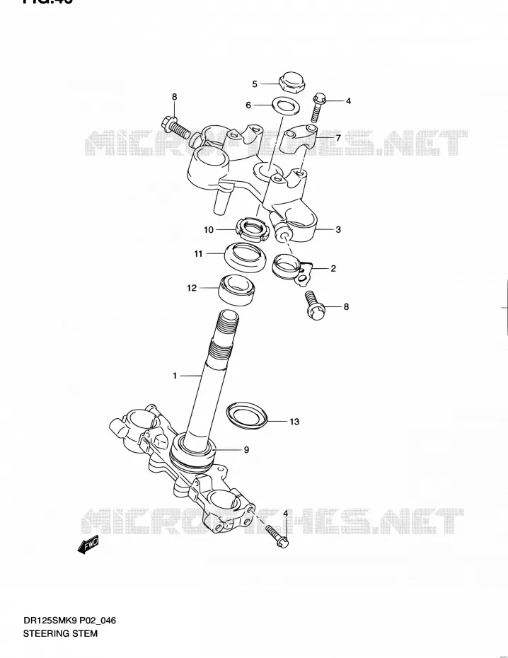 COLONNE DE DIRECTION Suzuki MOTO 125 DR 2010  DR125SML0(E19)