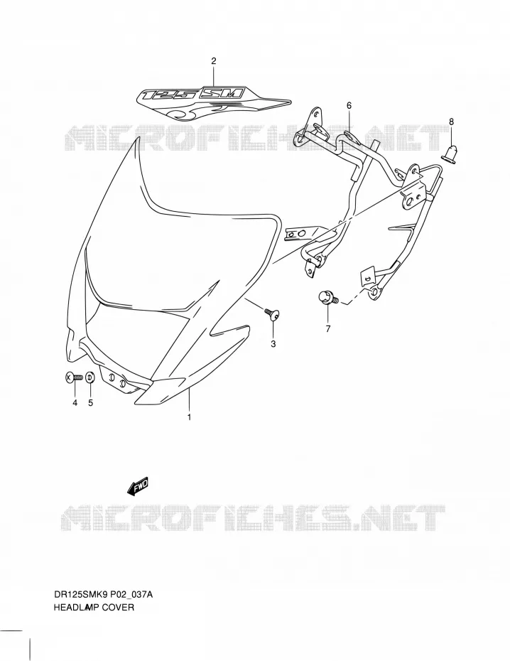 COUVERCLE DE PHARE (MODEL L0) Suzuki MOTO 125 DR 2012  DR125SML0(E19)
