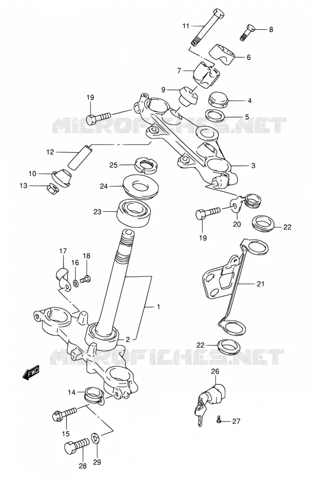 COLONNE DE DIRECTION Suzuki MOTO 200 DR 2002  DR200SE K2 (E03,E28,E33)